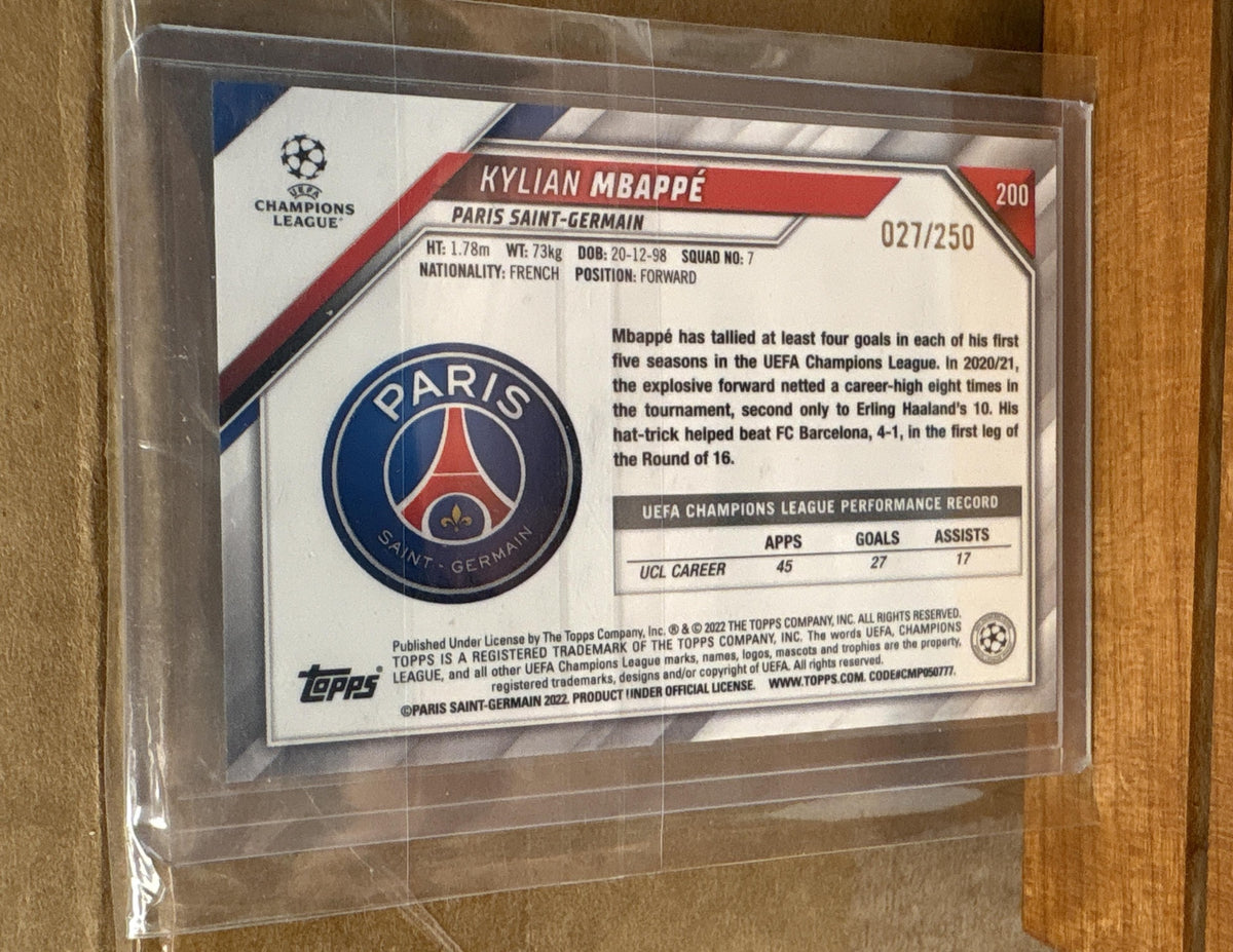 2021 Topps UEFA Champions League Kylian Mbappe #200 Yellow 27/250 PSG