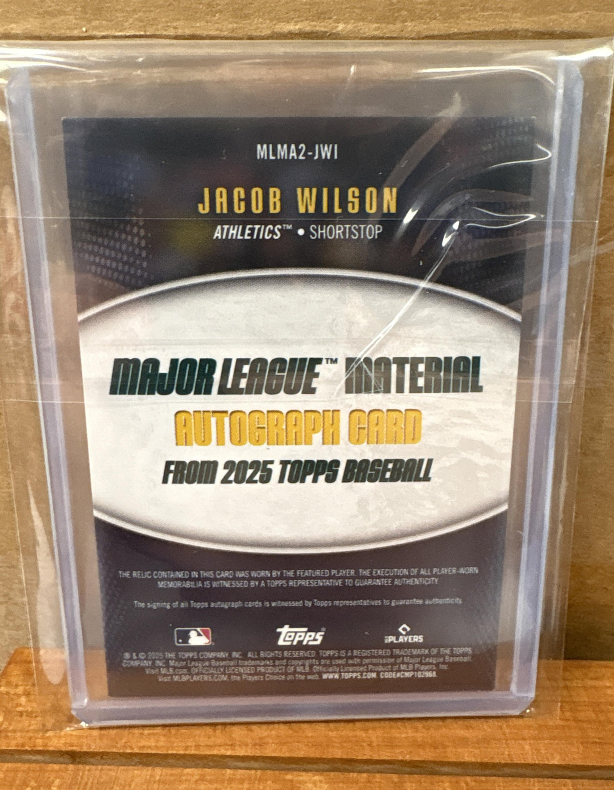 2025 Topps Jacob Wilson #MLMA2-JWI Major League Material Auto Series Two/50 RC