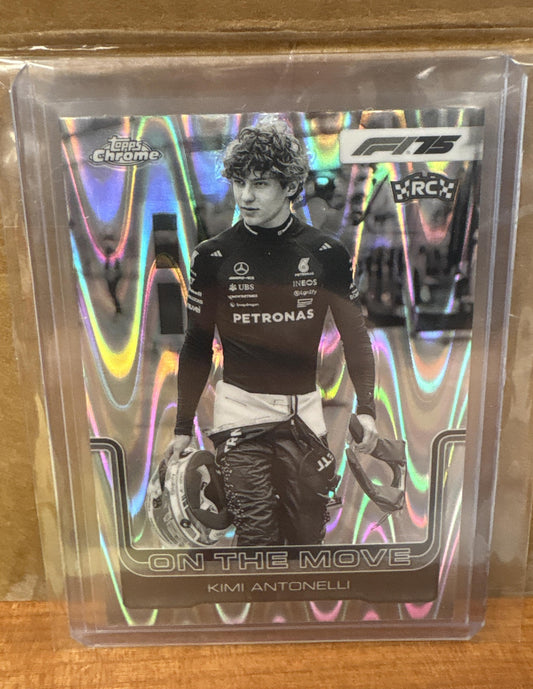 2025 Topps Chrome Formula 1 Kimi Antonelli #185 B&W Ray Wave Refractor RC
