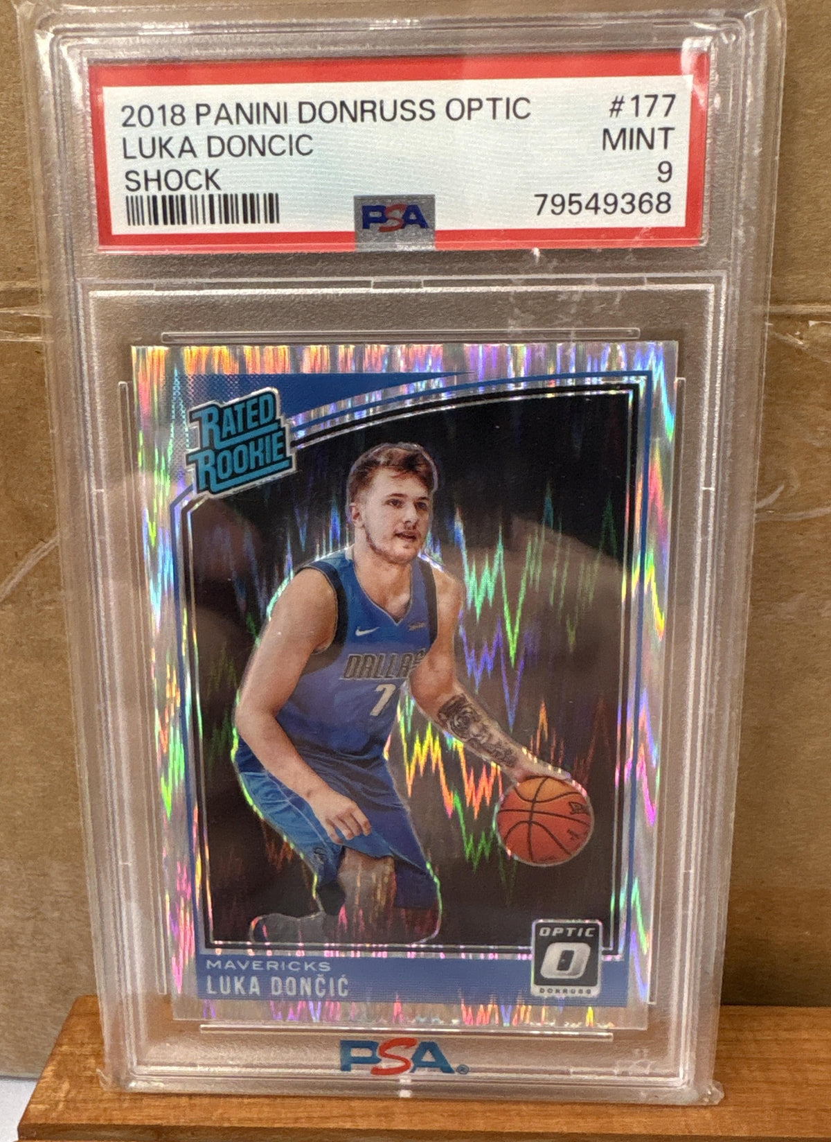 2018-19 Panini Donruss Optic Luka Doncic #177 Shock RC Mavericks PSA 9
