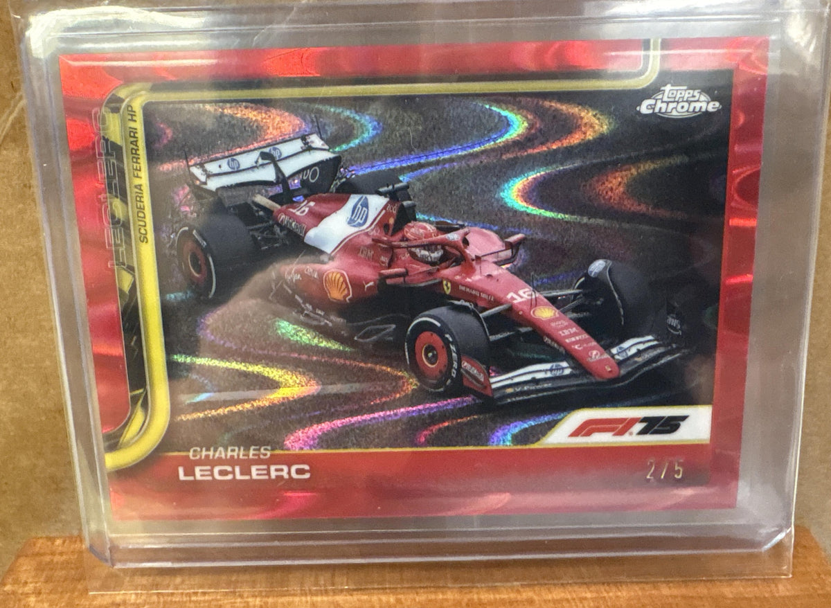 2025 Topps Chrome Formula 1 Charles Leclerc #75 Red RayWave Refractor 2/5 F1 Car
