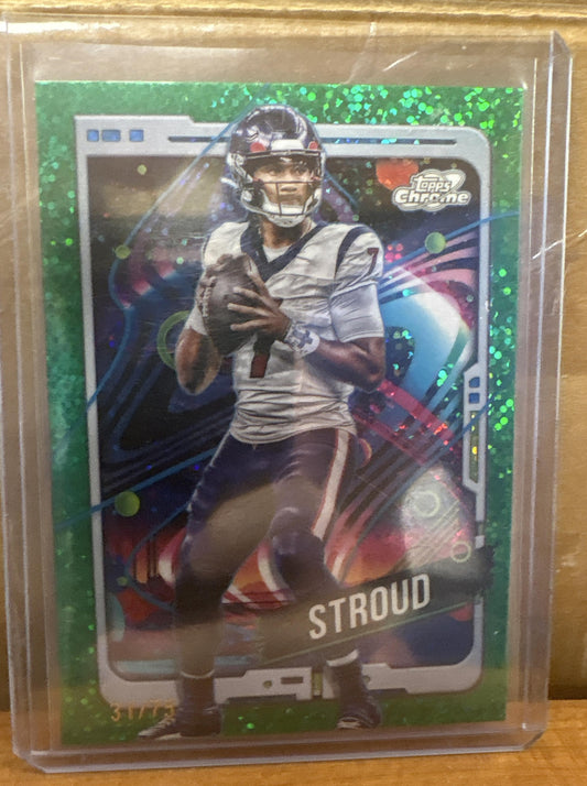 2024 Topps Cosmic Chrome CJ Stroud #40 Green Space Dust Refractor 31/75 Texans