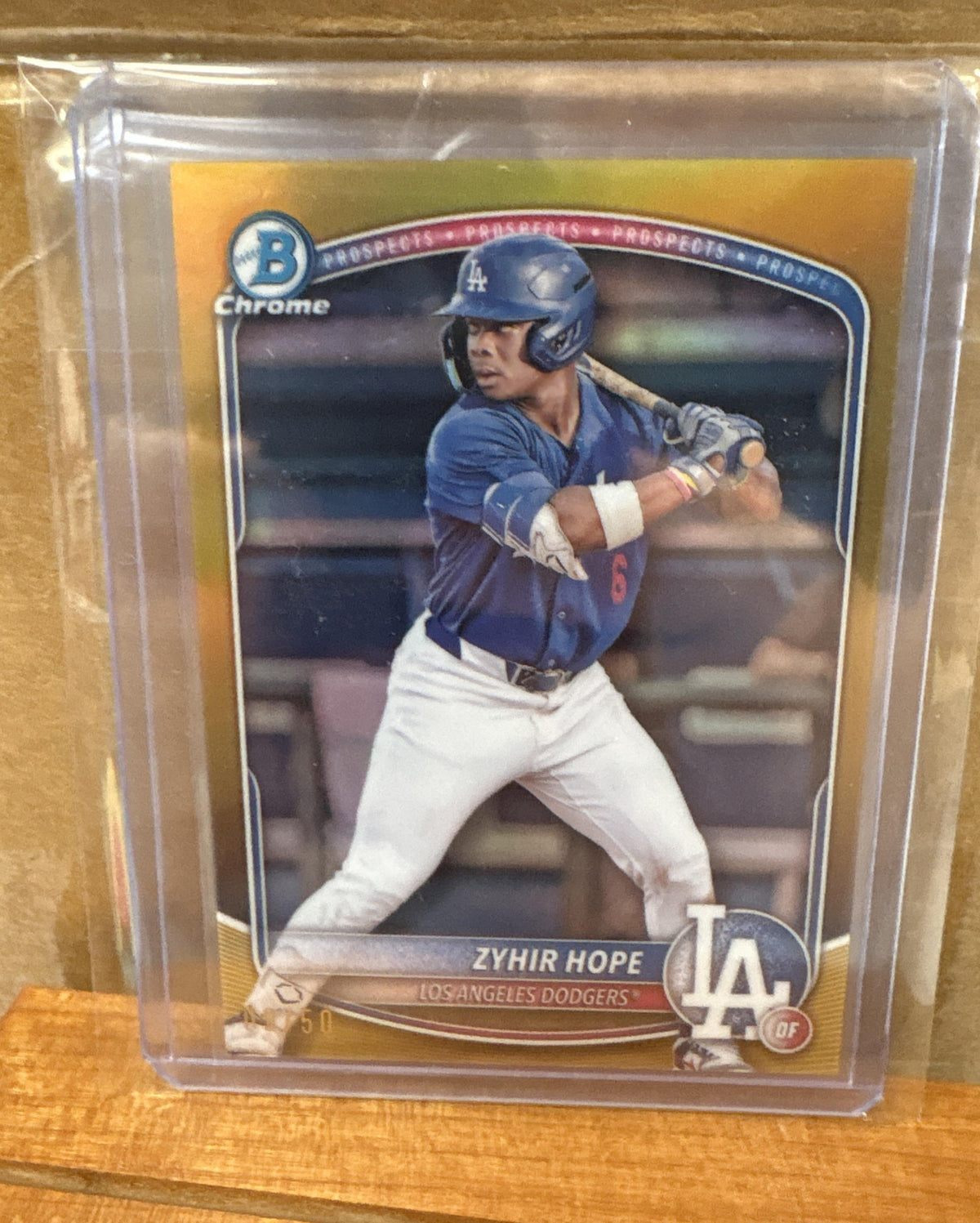 2025 Bowman Zyhir Hope #BCP-2 Chrome Prospects Gold Refractor /50 Dodgers