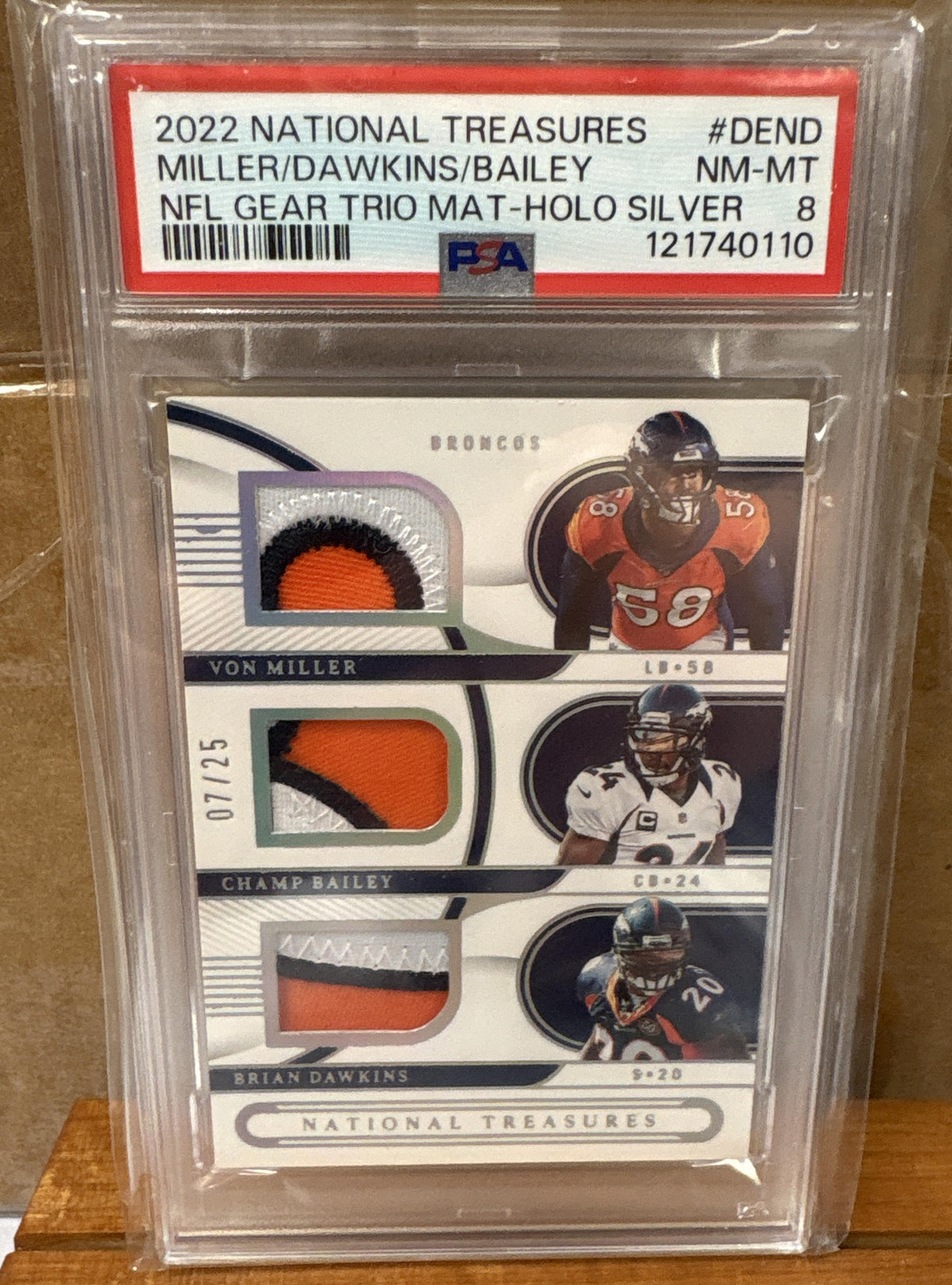 2022 Panini National Treasures Miller Dawkins Bailey Trio Materials /25 PSA 8