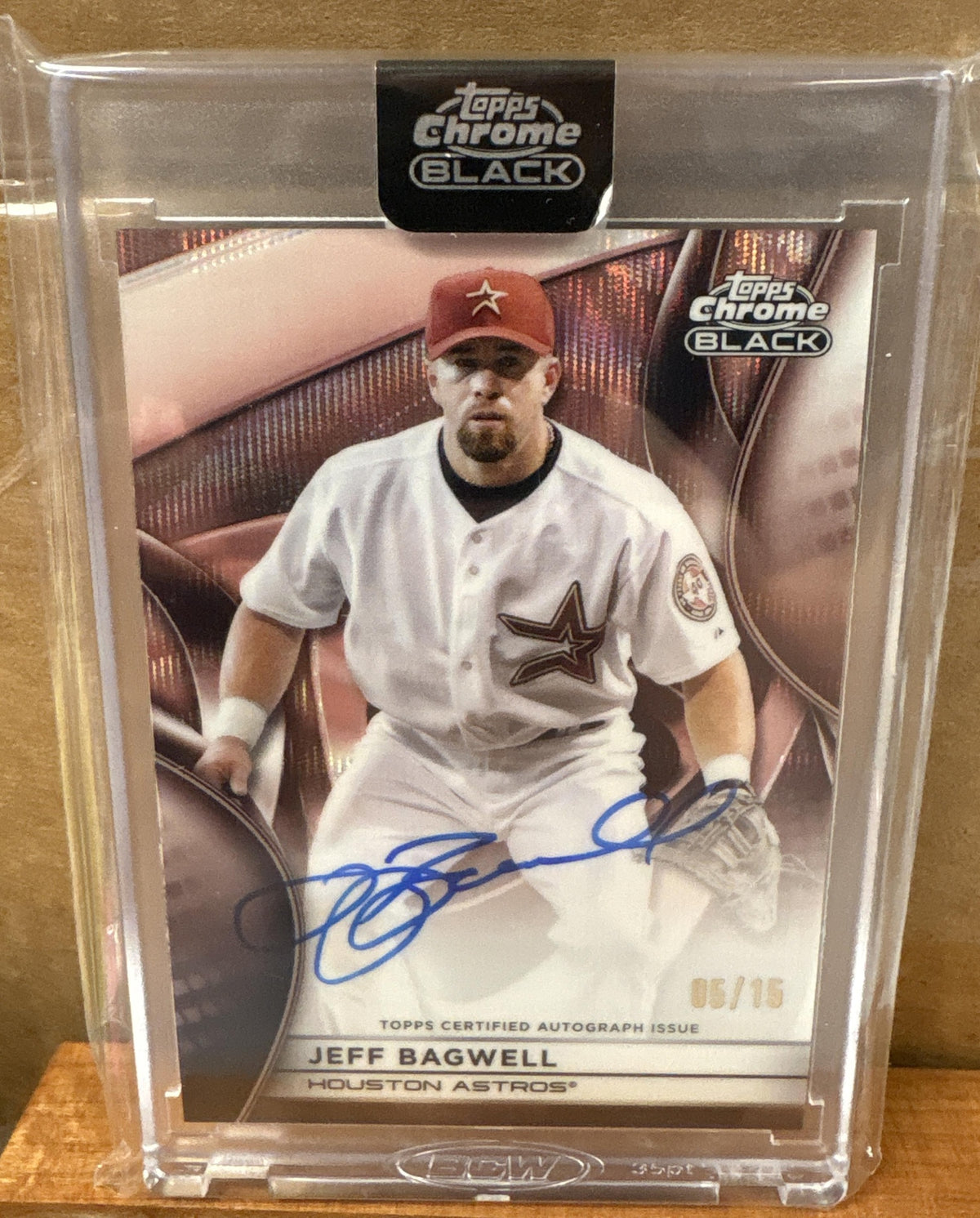 2025 Topps Chrome Black Jeff Bagwell #CBA-JBA Auto Rose Gold Wave Refractor /15