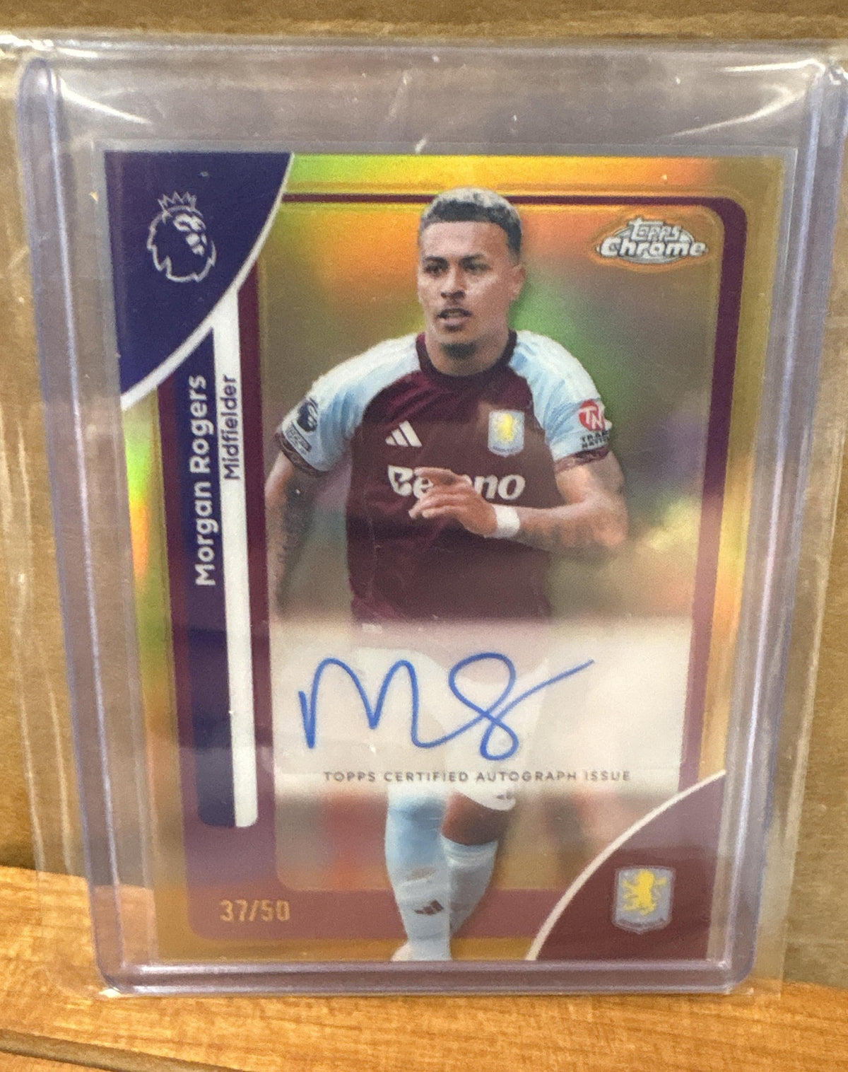 2026 Topps Chrome Premier League Morgan Rogers #CA-RO Auto Gold Refractor /50