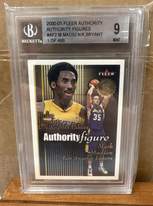 2000-01 Fleer Authority Mark Madsen Kobe Bryant #2 AF Figure 499 Lakers BGS 9