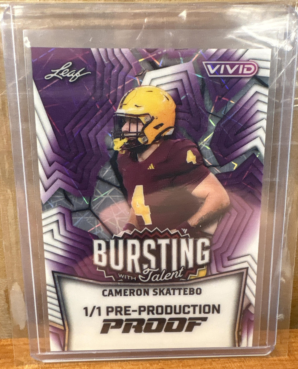 2025 Leaf Vivid Cameron Skattebo #TB-10 Bursting With Talent Shimmer Purple 1/1