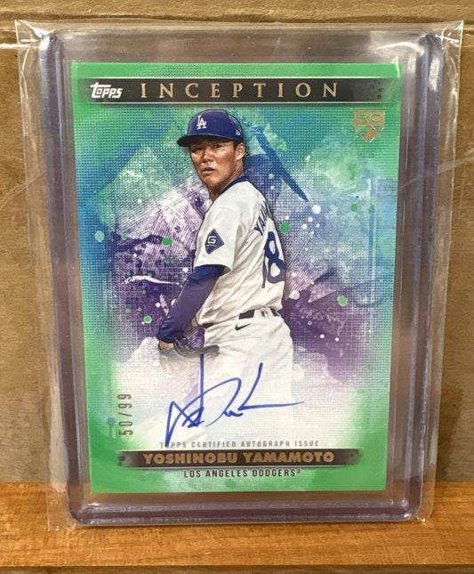2024 Topps Inception Yoshinobu Yamamoto #BRES-YY Auto Green /99 RC