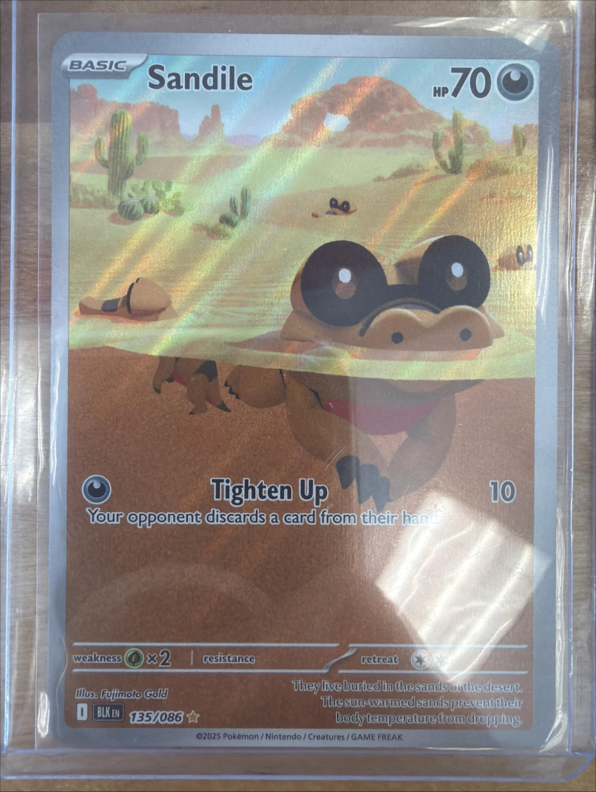 2025 Pokemon Black Bolt Sandile #135/086 Illustration Rare