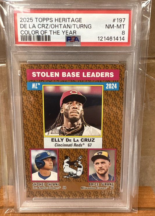 2025 Topps Heritage Turang Ohtani Elly #197 Color of the Year /76 PSA 8