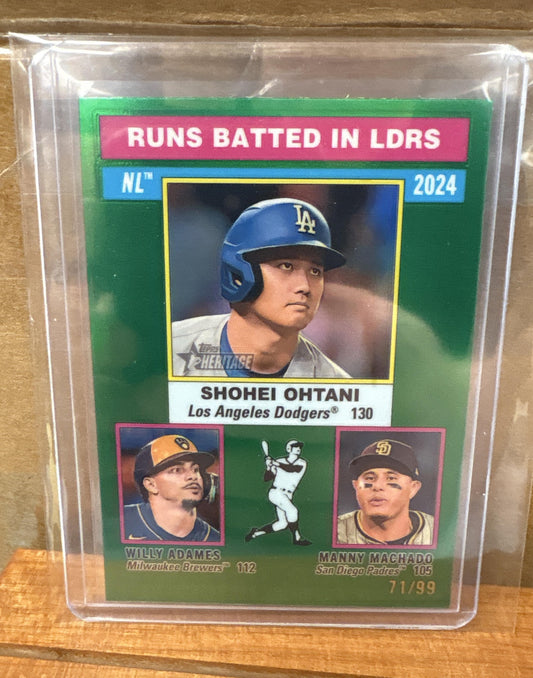 2025 Topps Heritage Machado Adames Ohtani #195 Chrome Green Refractor /99
