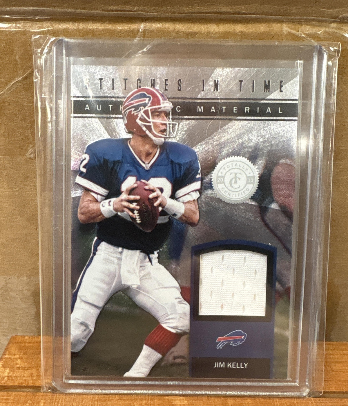 2012 Panini Totally Certified Jim Kelly #1 Stitches in Time /199 MEM Bills
