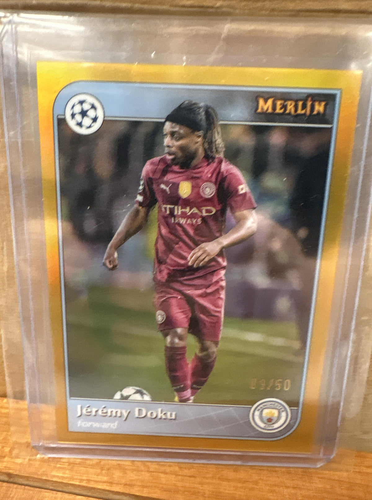 2024 Topps Merlin Chrome UEFA Club Competitions Jeremy Doku #157 Gold /50