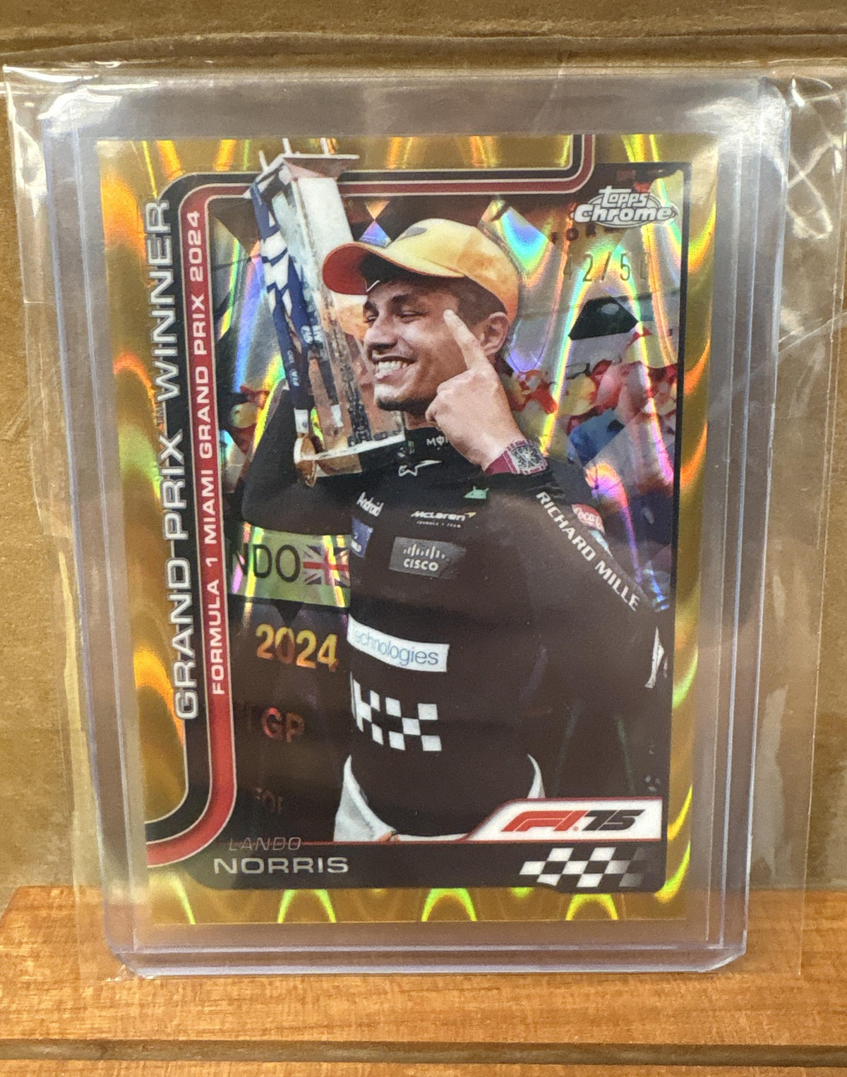 2025 Topps Chrome Formula 1 Logofractor Lando Norris #98 Gold Refractor 2/50