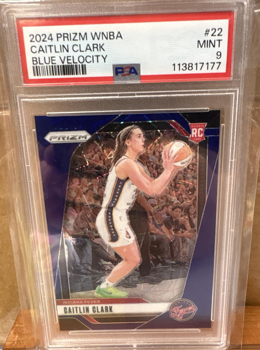 2024 Panini WNBA Prizm Caitlin Clark #22 Blue Velocity RC Fever PSA 9