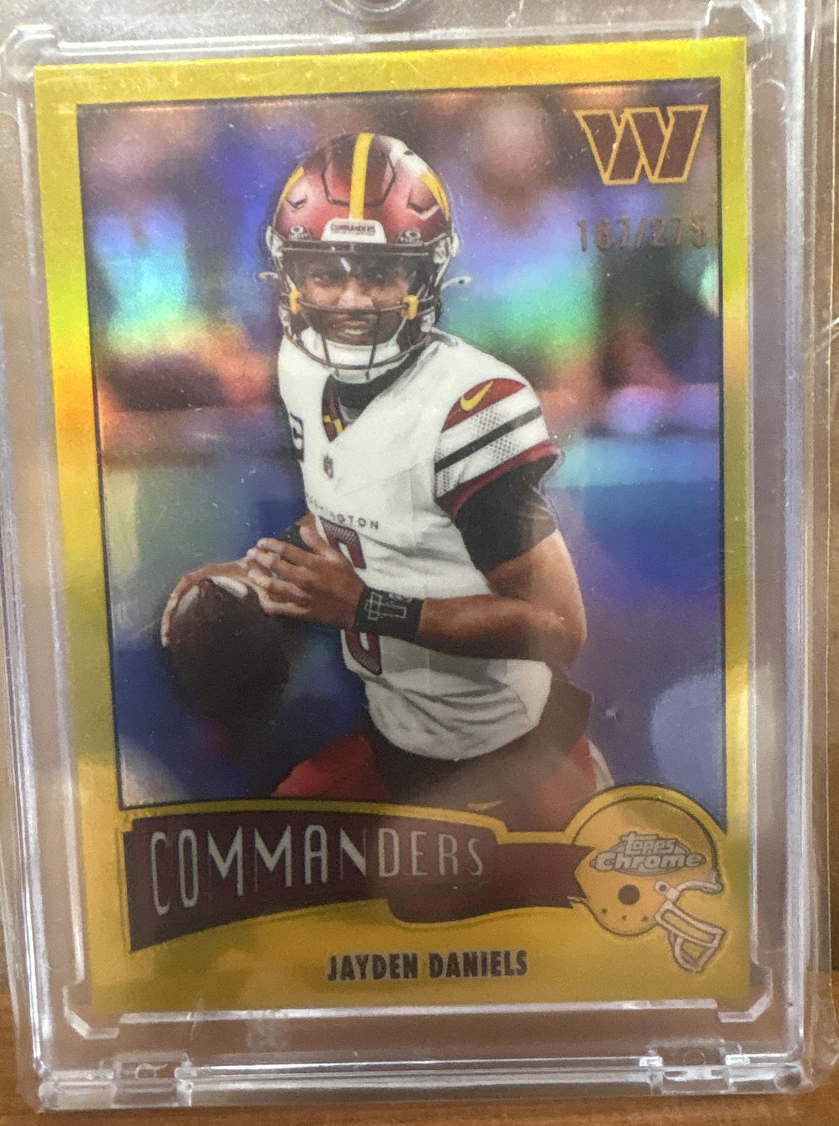 2025 Topps Chrome Jayden Daniels #1975-34 1975 Yellow Refractor 187/275