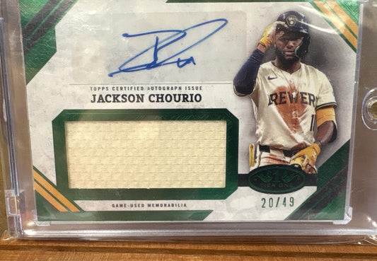 2026 Topps Tier One Jackson Chourio #AT1JR-JCH Auto Jumbo Green Foil /49 MEM