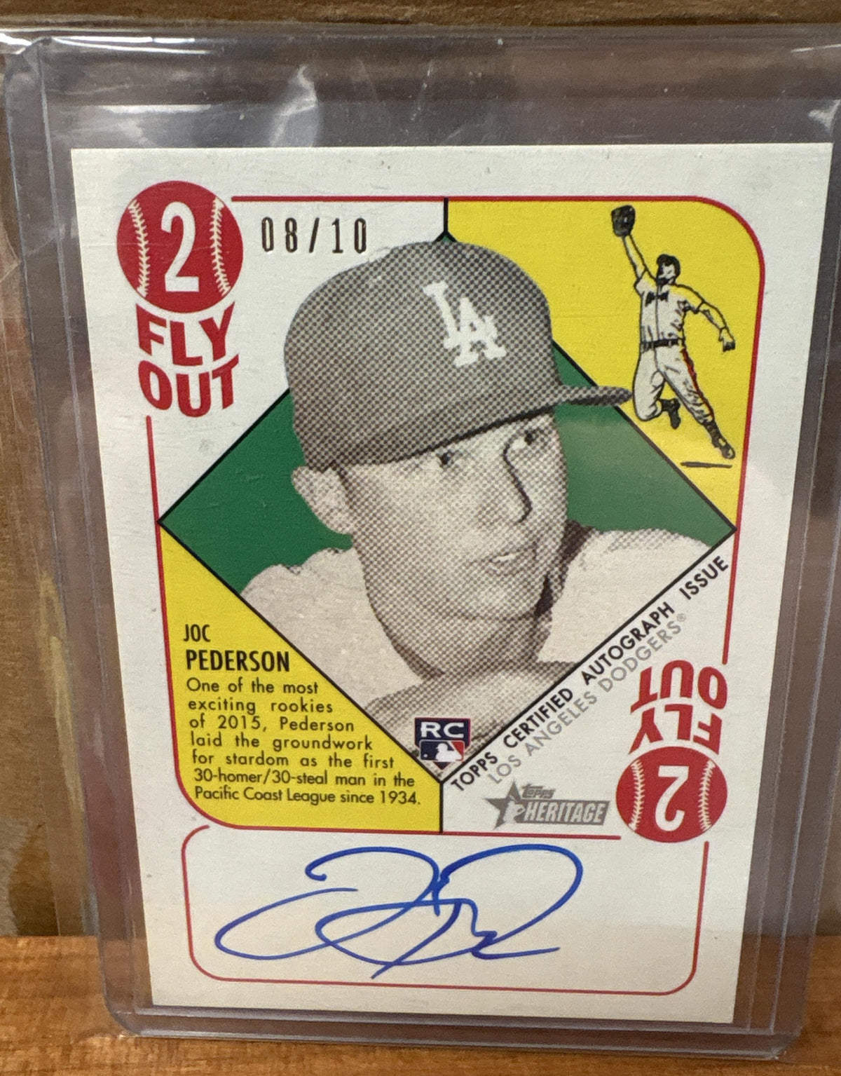 2015 Topps Heritage '51 Joc Pederson #H51A-JP Auto Green Back 8/10 RC Dodgers