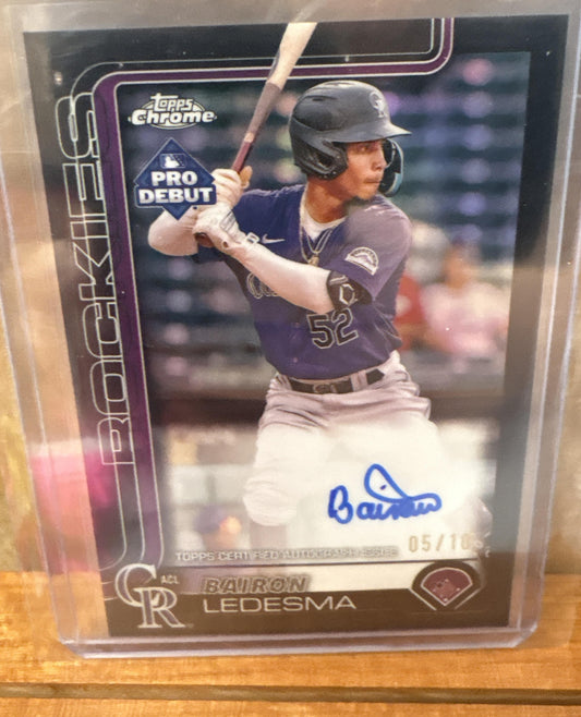2025 Topps Pro Debut Bairon Ledesma #PDC-192 Chrome Auto Black Refractor 1/10