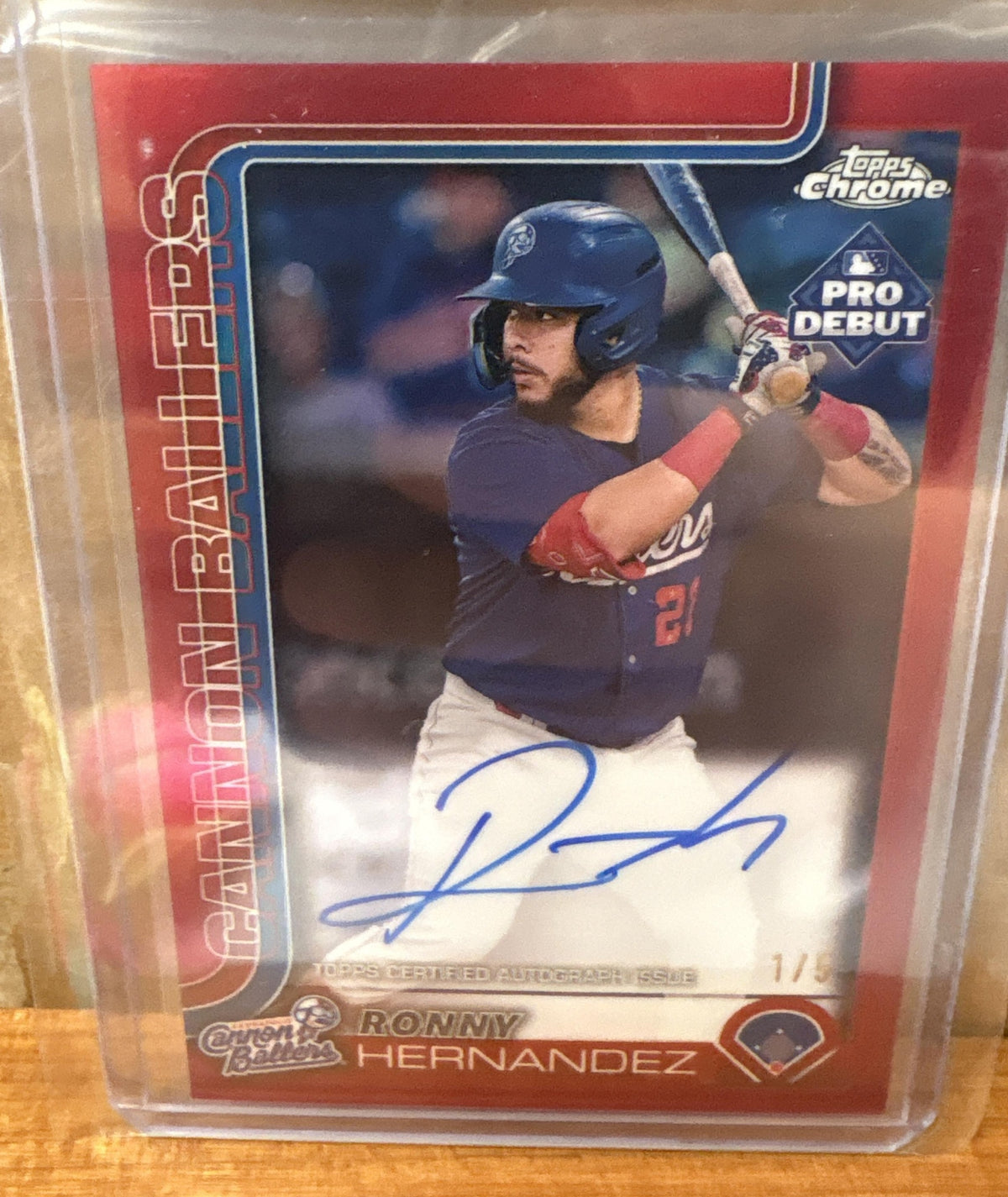 2025 Topps Pro Debut Ronny Hernandez #PDC-161 Chrome Auto Red Refractor 1/5
