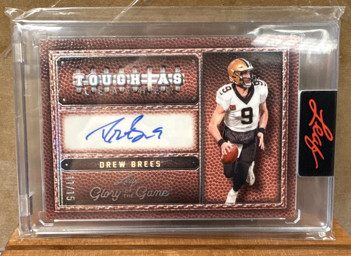 2025 Leaf Glory of the Game Drew Brees #TL-DB1 Tough as Leather Auto /15